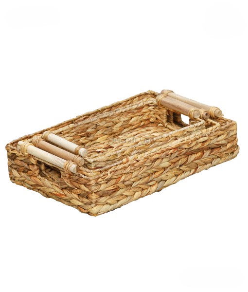 Set of 3 water-hyacinth tray made in Vietnam